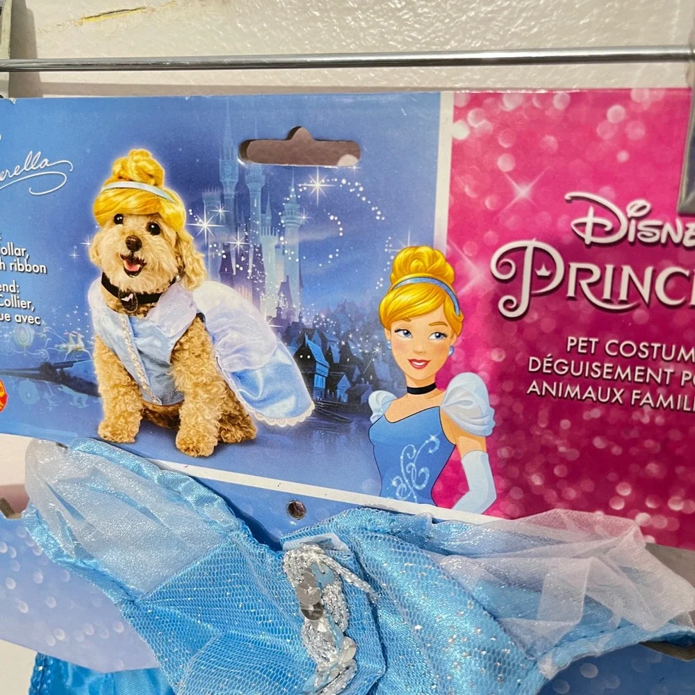 Disney Cinderella Pet Costume Small Blue Dress‎ Wig Sequin Rubies 200172